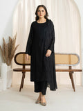 Panache Apparel Monochrome Tales Cotton Lawn Embroidered Stitched Suit-Classic Noir