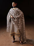 Hussain Rehar Luxury Pret Eid'24 Raw Silk Embellished Stitched 3-Piece Suit-Mist