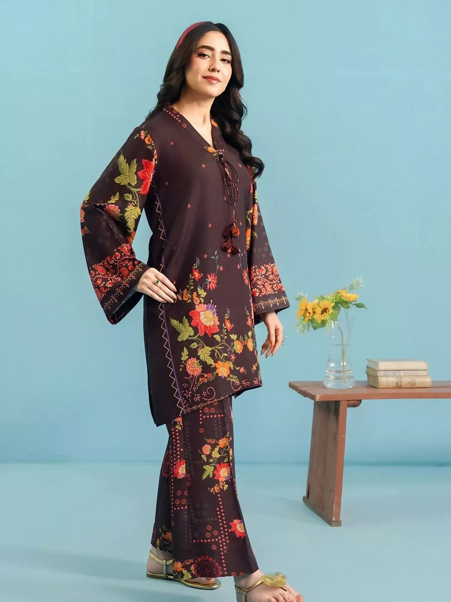 Panache Apparel Dear Summer Silk Lawn Printed Co-Ord Set-Bloom Craft