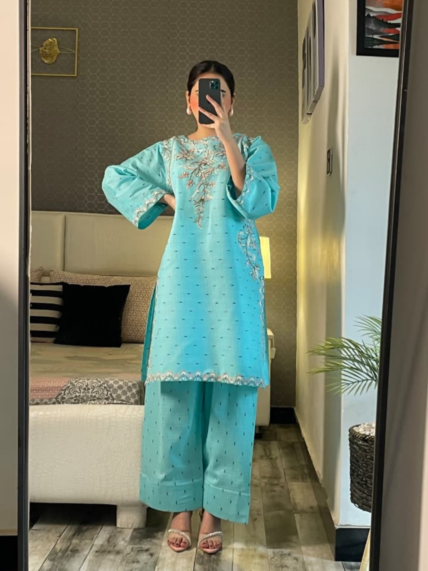 Tehzeeb Libas Cotton Embroidered Stitched 2-Piece Suit-Layla