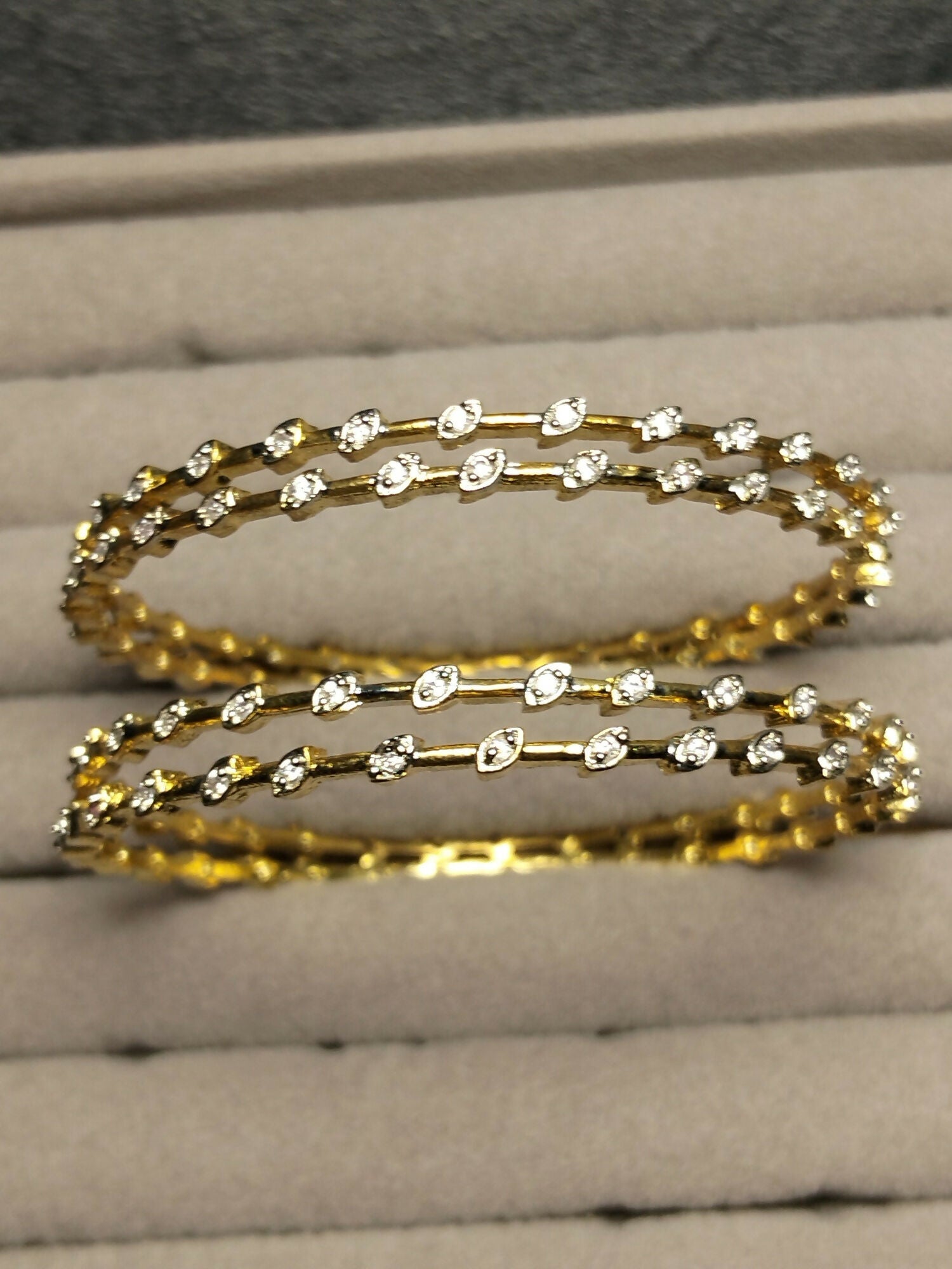 H&A Jewellery One Carat Silver Rhodium-Plated Bangles with Semi-Precious Stones