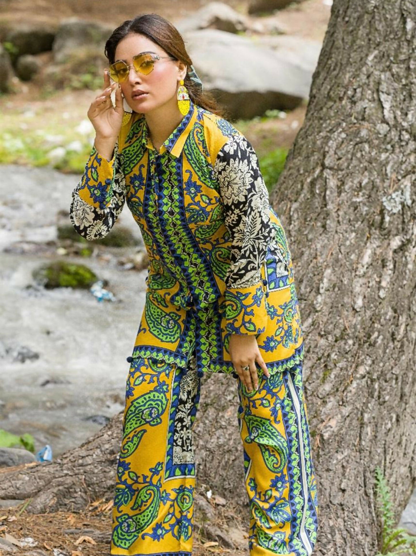 HU Studios Doriya Linen Printed Stitched 2-Piece Suit-Rang-e-Baharan