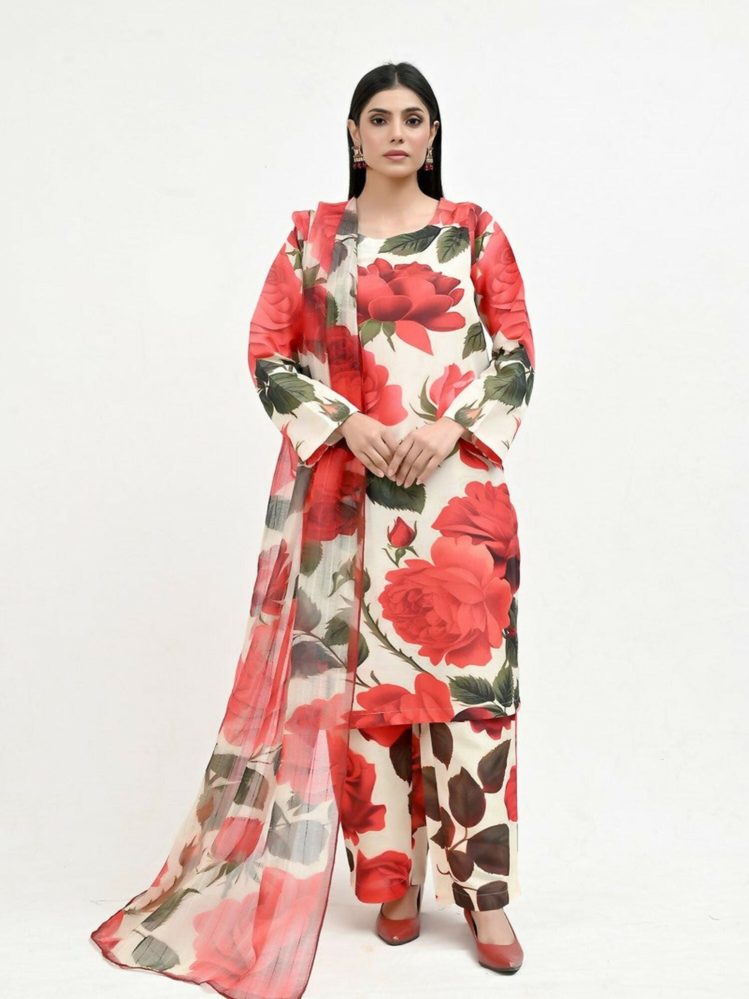 Imran Aftab Valentine's Day Raw Silk Printed Unstitched 3-Piece Suit-IAVD 03