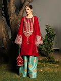 Hussain Rehar Luxury Pret Eid'23 Raw Silk Embellished Stitched 3-Piece Suit-Rose
