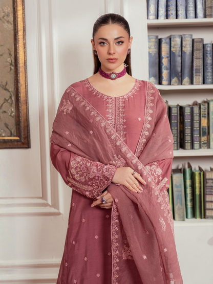 Panache Apparel Viscose Embroidered Stitched 3-Piece Suit-Twilight