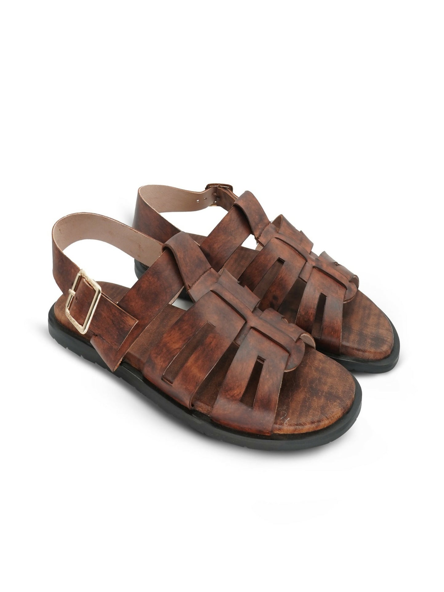 Men's premium brown cow leather sandals with rubber sole and lightweight design, ideal for casual everyday wear by Royale Leather