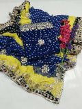 Musk Chunri Printed Hand-Embellished Gota Work Unstitched 2-Piece Suit-1B
