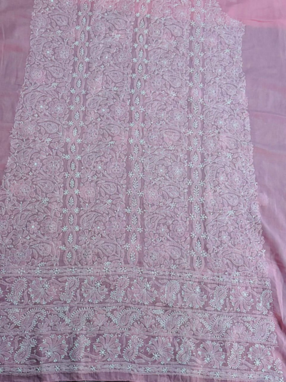 Fehm lawn shirt with delicate hand-embroidered Chikankari floral and paisley patterns.