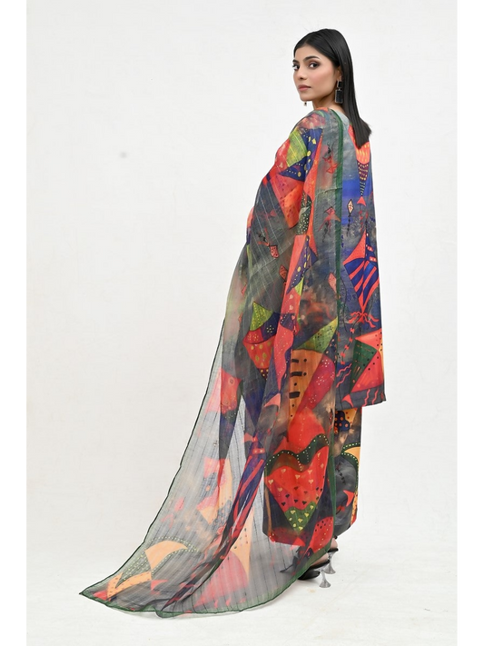 Imran Aftab Basant Mela Raw Silk Printed Unstitched 3-Piece Suit-IARP 05