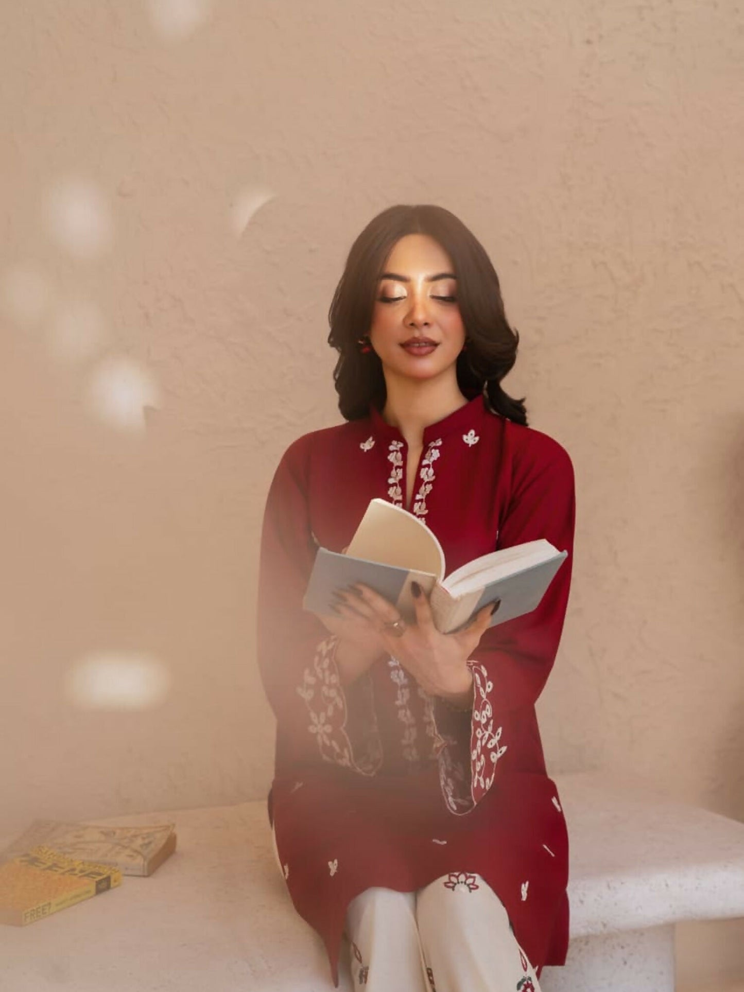 Tehzeeb Libas Stone Linen Embroidered Stitched 2-Piece Suit-Zarf