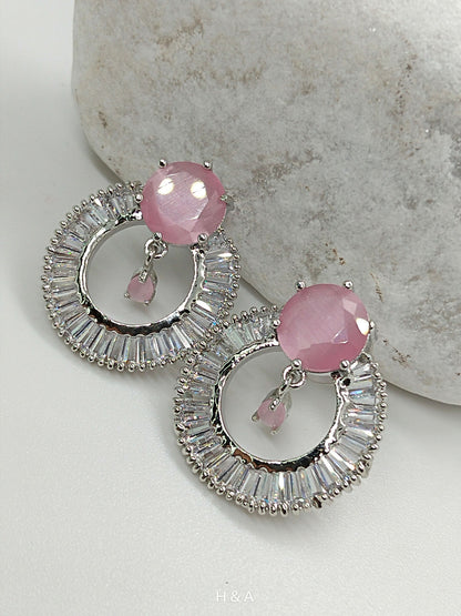 One carat silver-plated Earring from H&A Jewelry with semi-precious stones, elegant design for daily wear and special occasions.