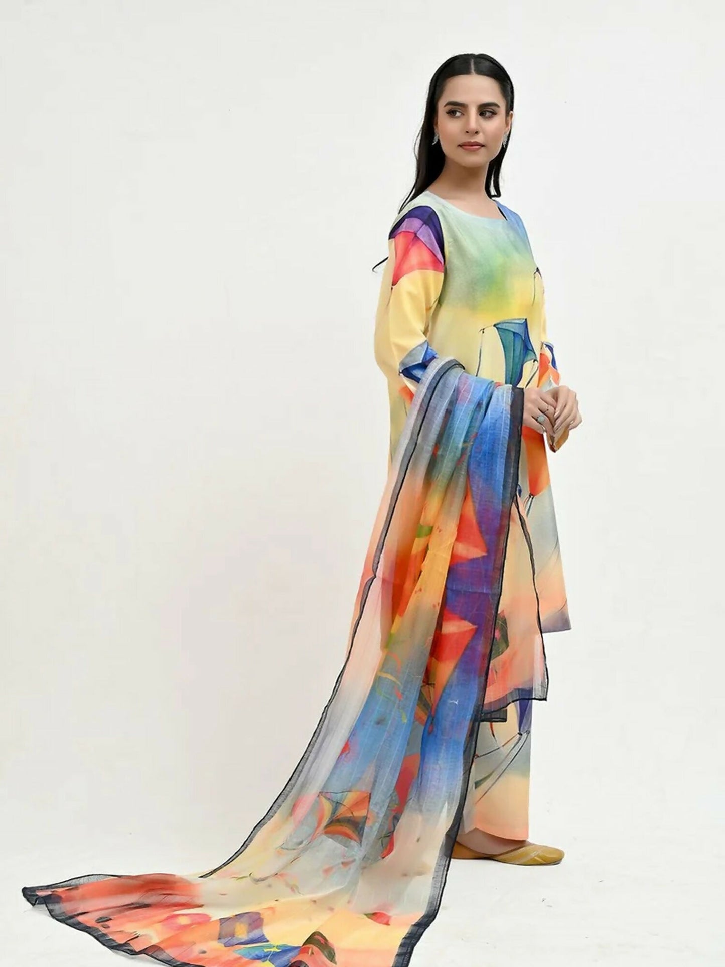Imran Aftab Basant Mela Raw Silk Printed Stitched 3-Piece Suit-IARP 08