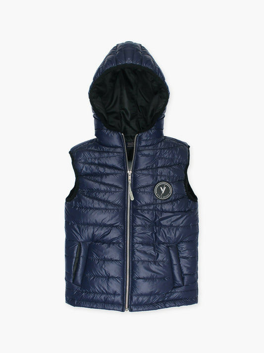 Velvour Polyester Sleeveless Hooded Puffer Jacket-VJ72-B
