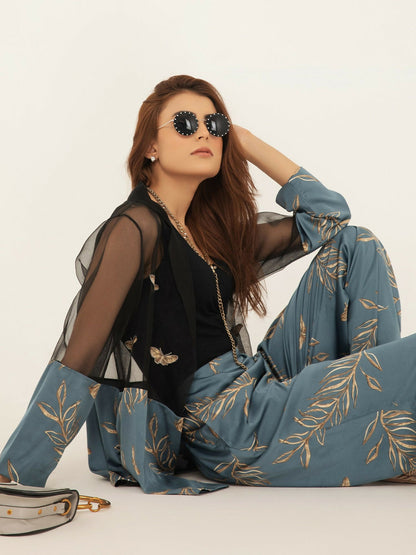 Shiza Hassan SH West Blended Silk Printed Co-Ord Set-Ciel