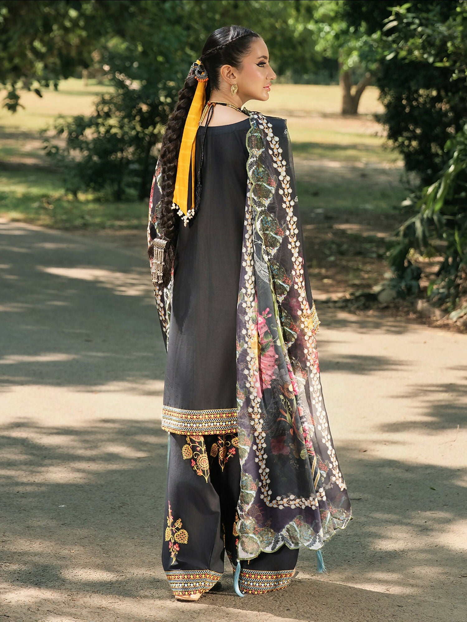 Hemstitch Lawn Embroidered Stitched 3-Piece Suit-Night Jasmine