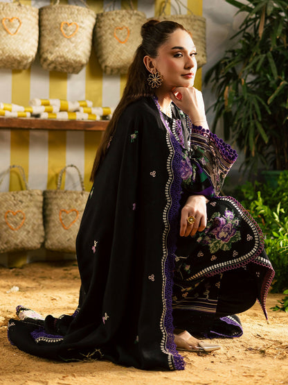 Mahnur Kaia Slub Linen Embroidered Stitched 3-Piece Suit-K- 02
