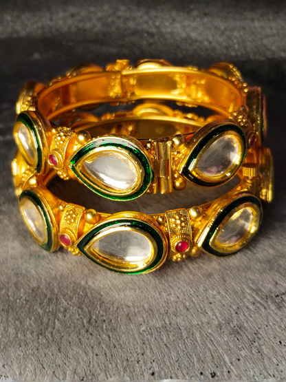 H&A Jewellery Indian Kundan Openable Bangles