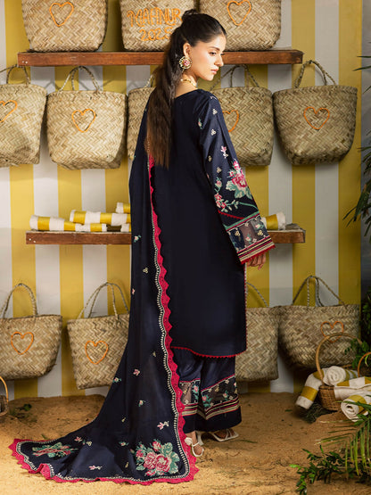 Mahnur Kaia Slub Linen Embroidered Stitched 3-Piece Suit-K- 06