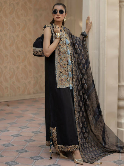 Shiza Hassan Chap Tilak Formals Pure Tusser Silk Embroidered Stitched 2-Piece Suit-Dhalia
