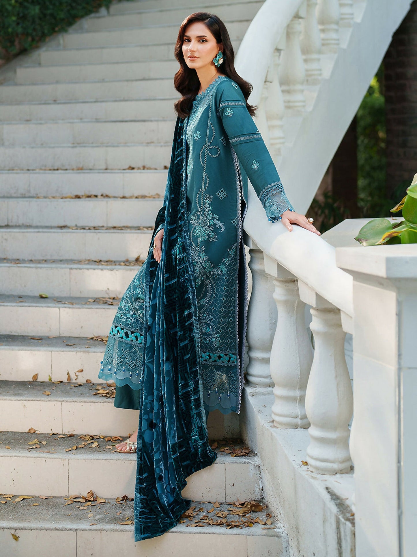 Parishay Panache Winter Corduroy Embroidered Stitched 3-Piece Suit-PNE-14