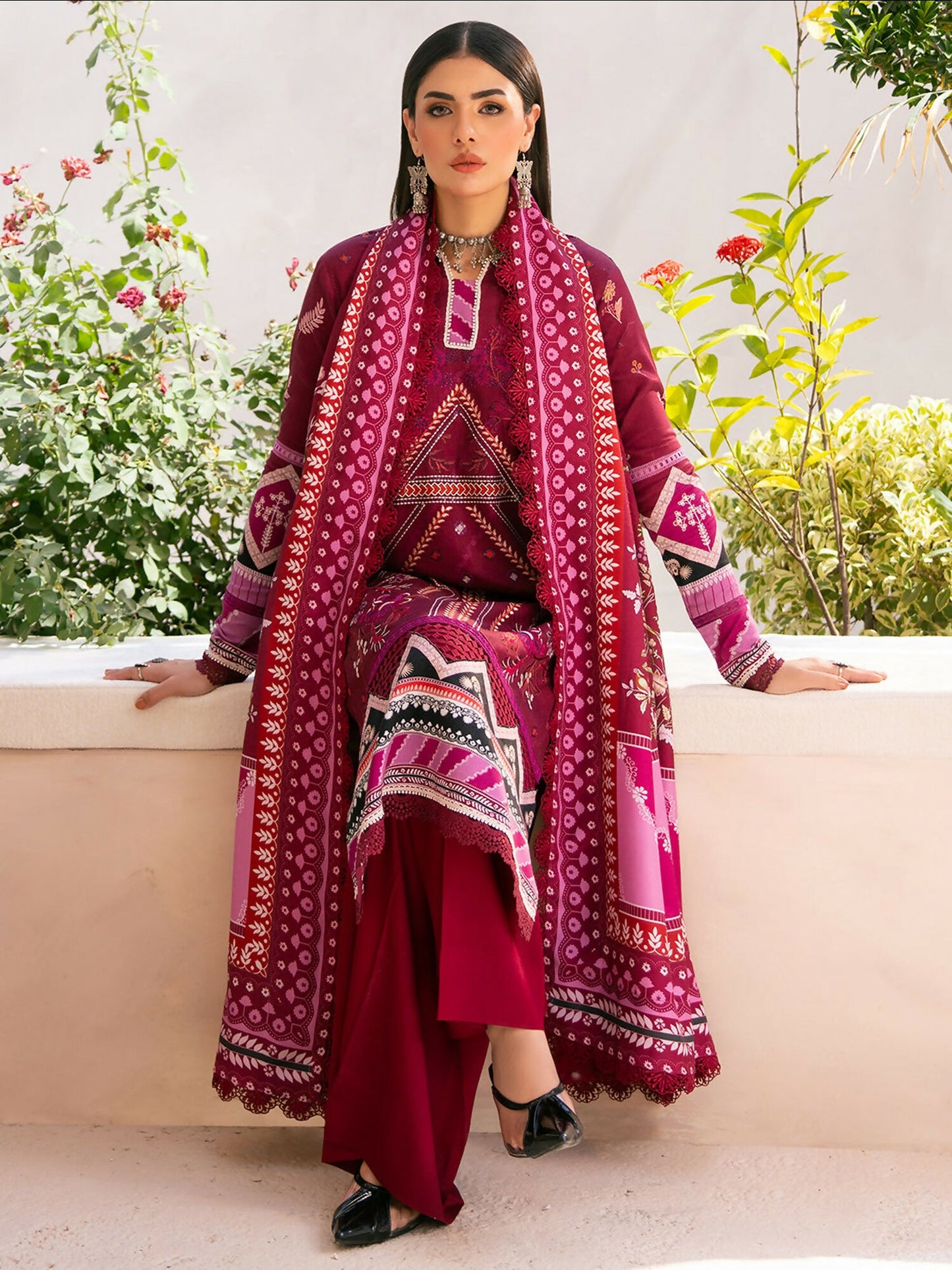 Binilyas Kotrai Embroidered Unstitched 3-Piece Suit-795-B