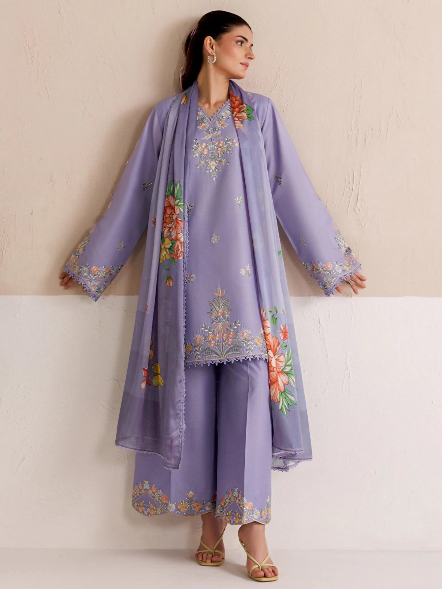 Panache Apparel Mistfall Vol II Cotton Embroidered Stitched Suit-Noera