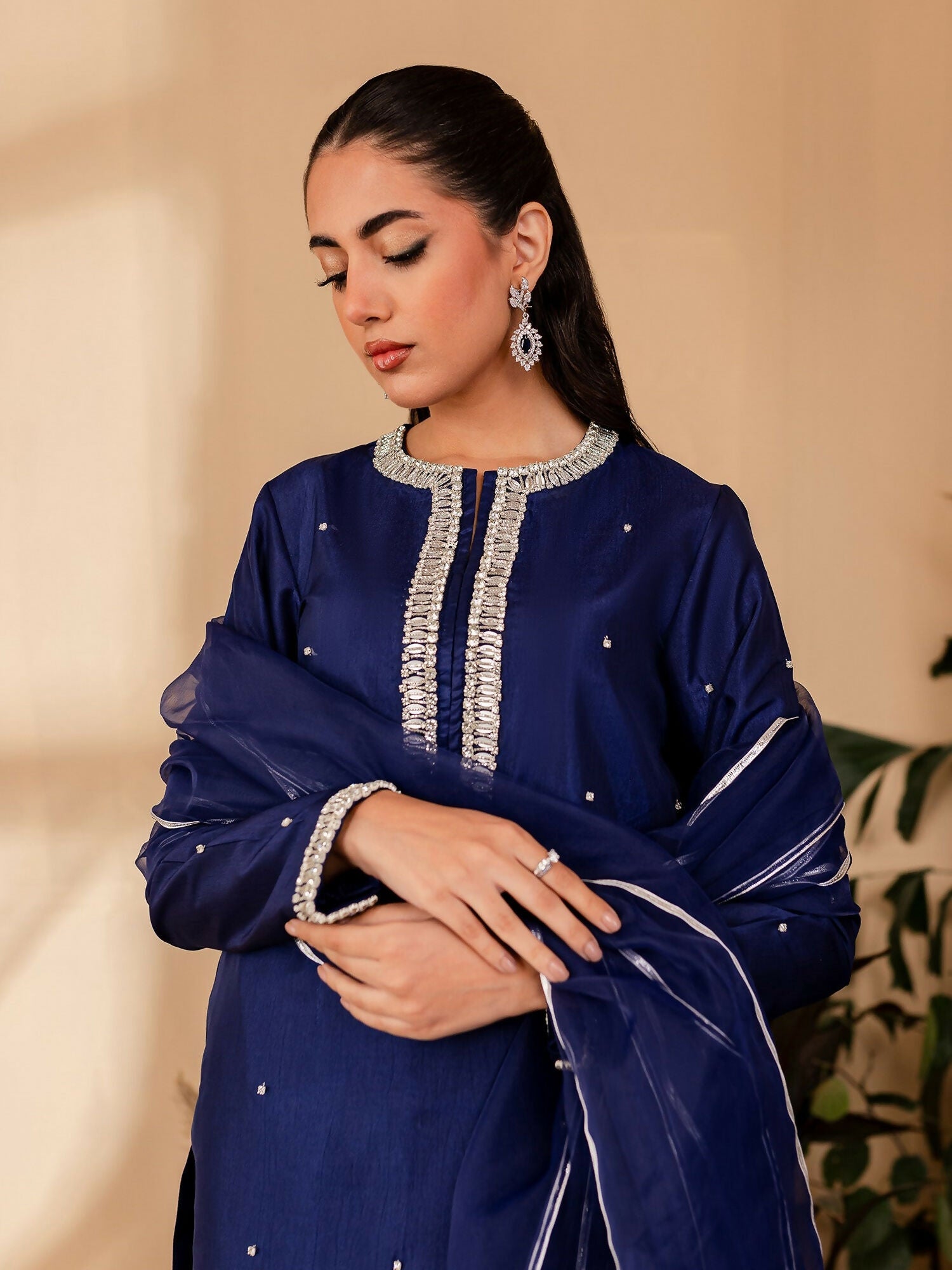 Allure By IH Raw Silk Embellished Stitched 3-Piece Suit-Naz