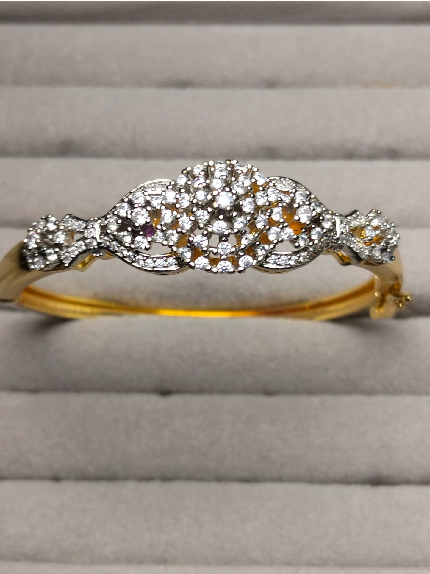 H&A Jewellery 18K Gold Plated Openable Bangle With Cubic Zircon