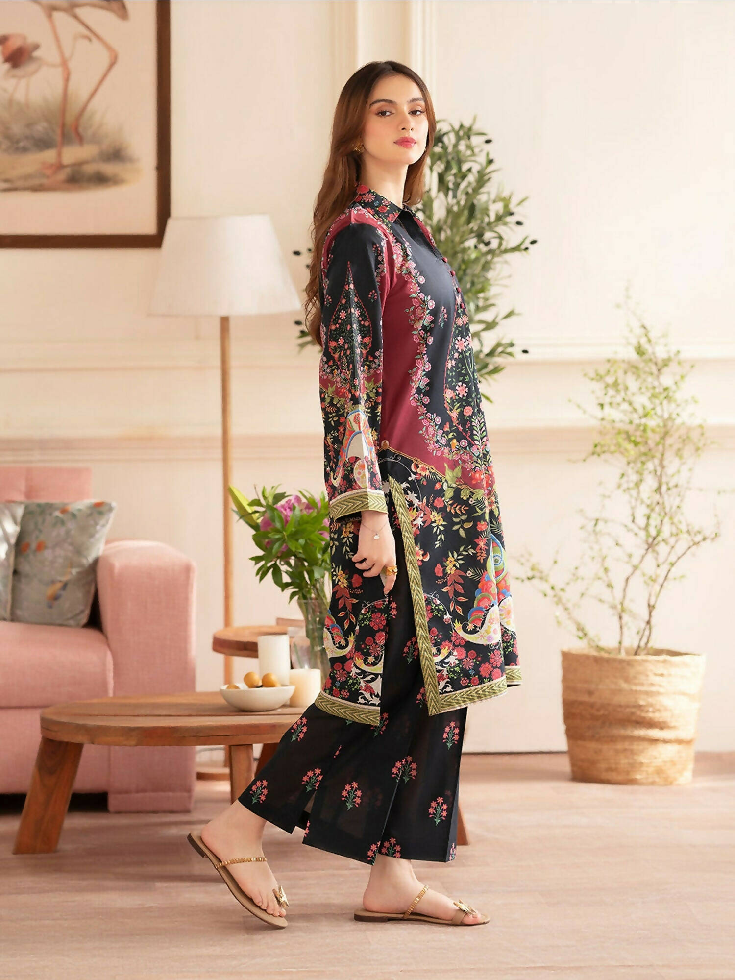 Mahnur Noir Lawn'26 Printed Co-Ord Set-N-08