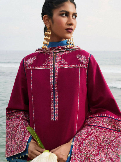 Jugnu by Hussain Rehar SS'25 Cotton Embroidered Unstitched 3-Piece Suit-Beas