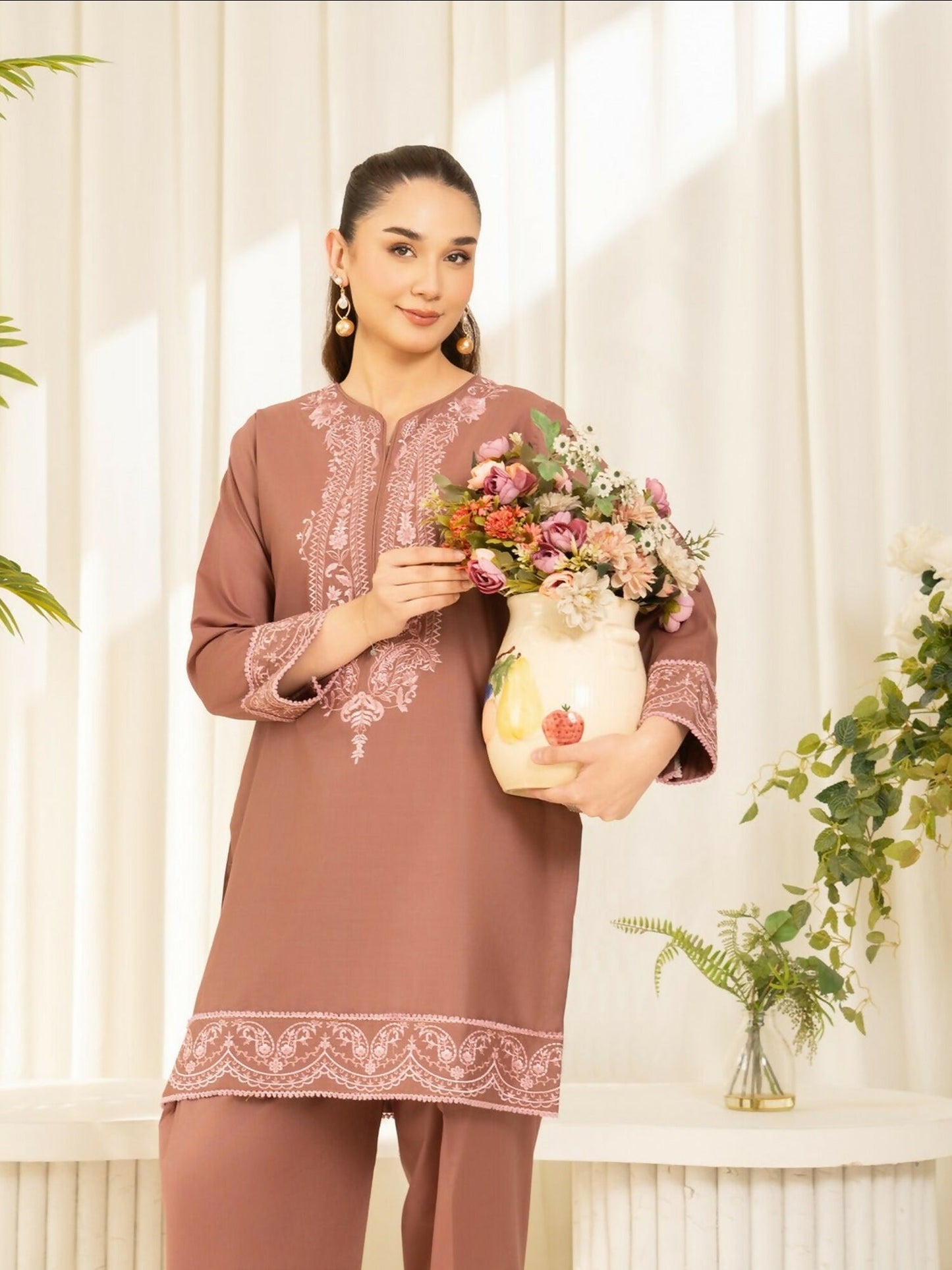 Panache Apparel Sunlit Essentials Cotton Lawn Embroidered Stitched Suit-Lush