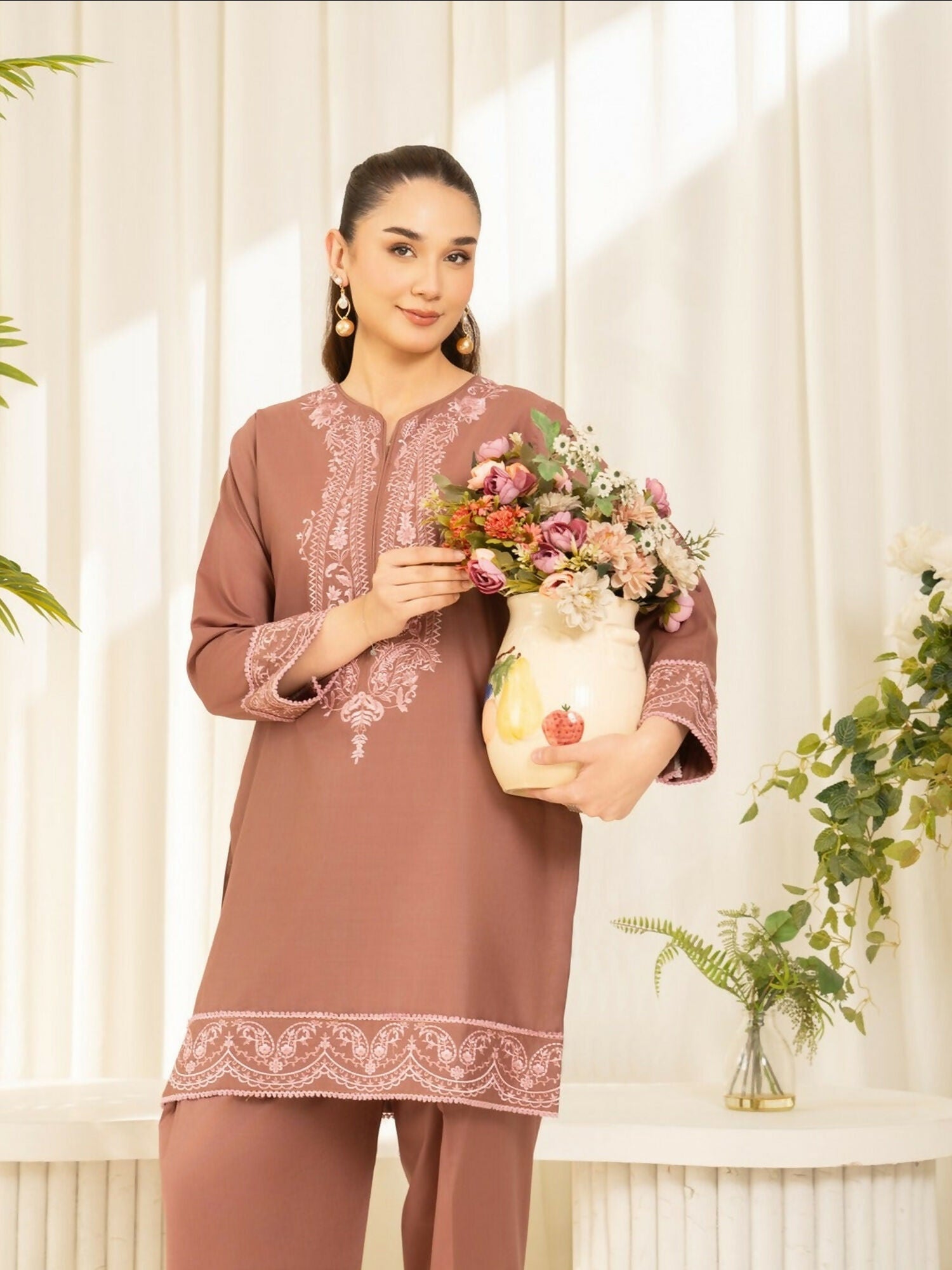 Panache Apparel Sunlit Essentials Cotton Lawn Embroidered Stitched Suit-Lush