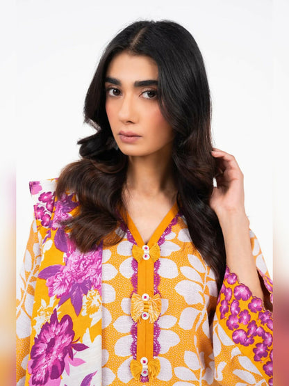Alkaram Studio Khaddar Printed Unstitched 3-Piece Suit-FW-21-24-Yellow