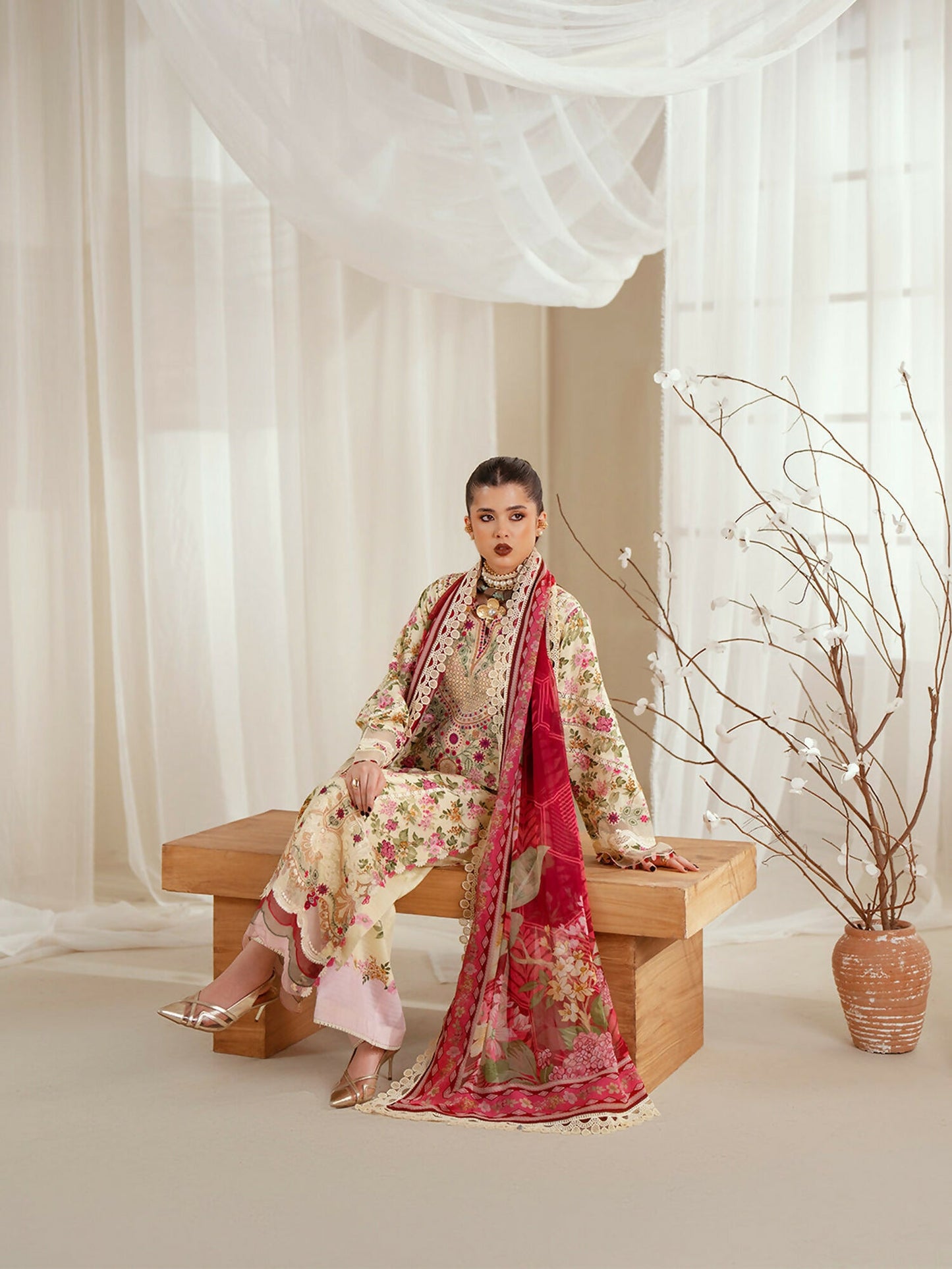 Binilyas Eres Bonita Viscose Embroidered Stitched 3-Piece Suit-1107-A