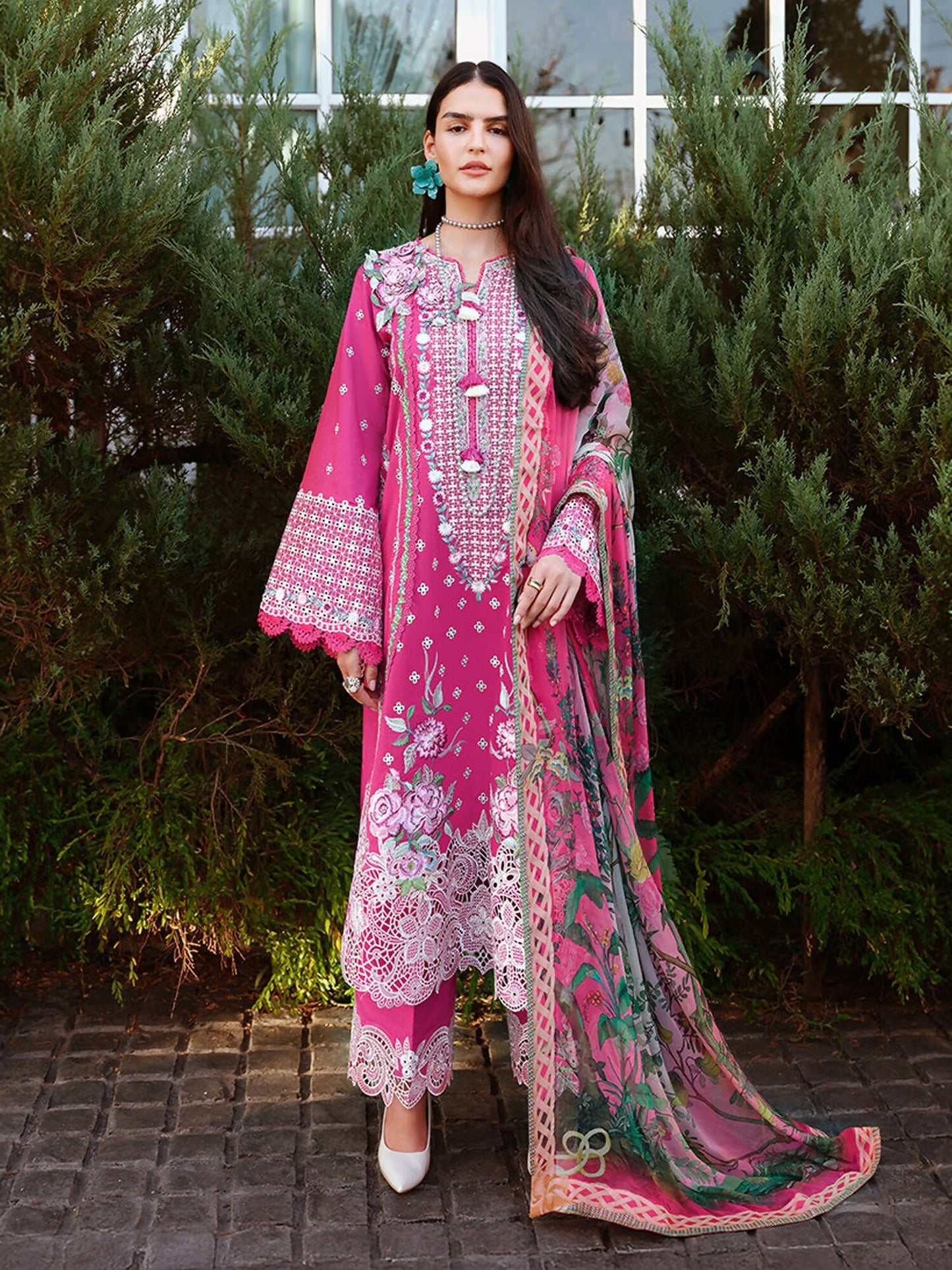 Mushq A Moi Luxury Lawn Embroidered Unstitched 3-Piece Suit-Blushing Rose