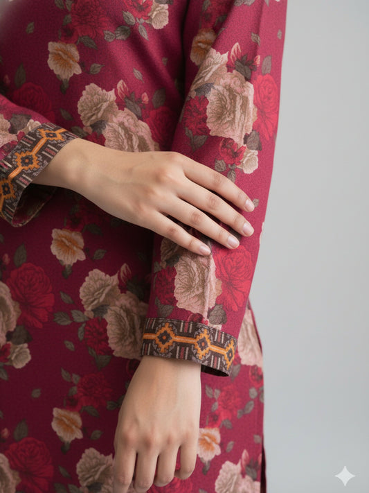 Bin Shaukat Khaddar Karandi Printed Stitched 2-Piece Suit