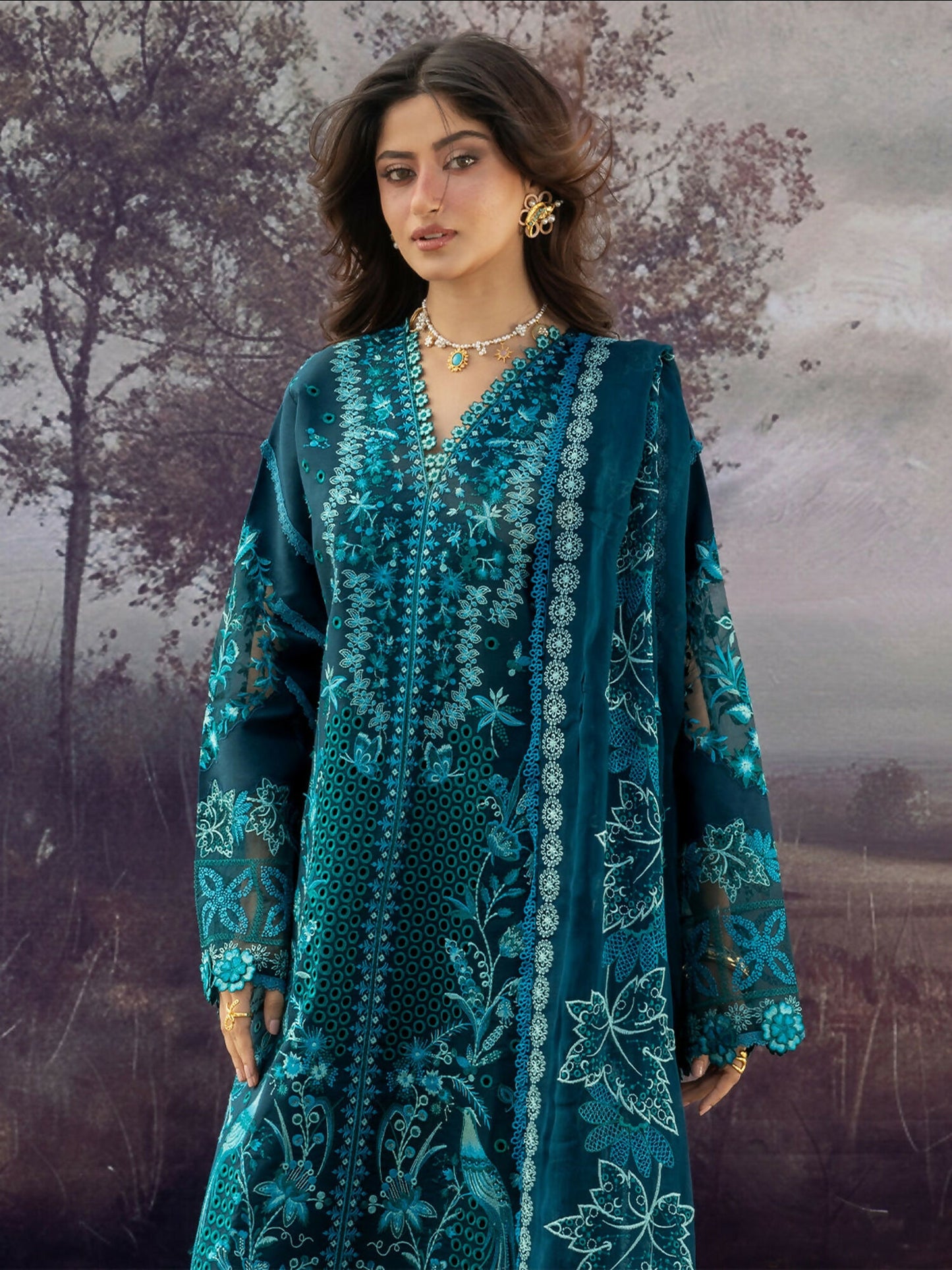 Mahnur Sirene Luxury Lawn'26 Embroidered Stitched 3-Piece Suit-S-04