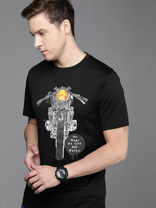 Black,Blue,Green,Yellow Maroon, Grey, Jupiter Printed No Rule Biker Tee-Shirt-12337