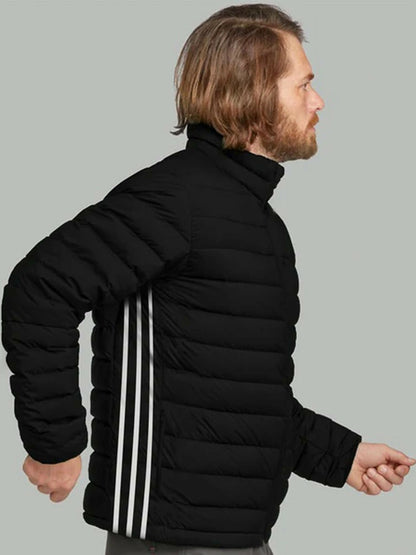 Funky 3 Stripes Signature Logo Premium Quilted Bomber Jacket For Men-14893