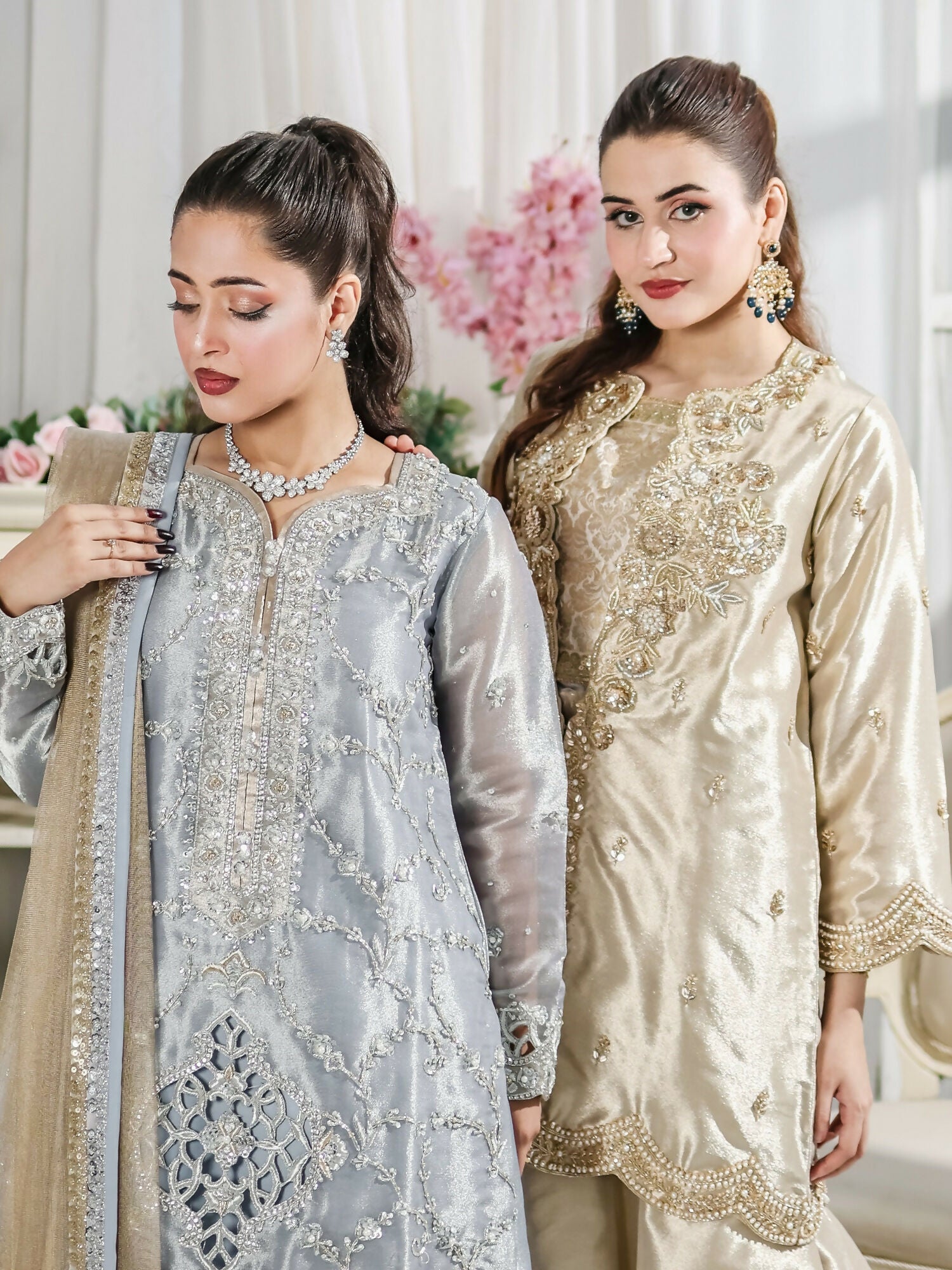 Farooq Hameed Studio Wedding Festive'25 Pure Laama Silk Embroidered Stitched 3-Piece Suit-Calira