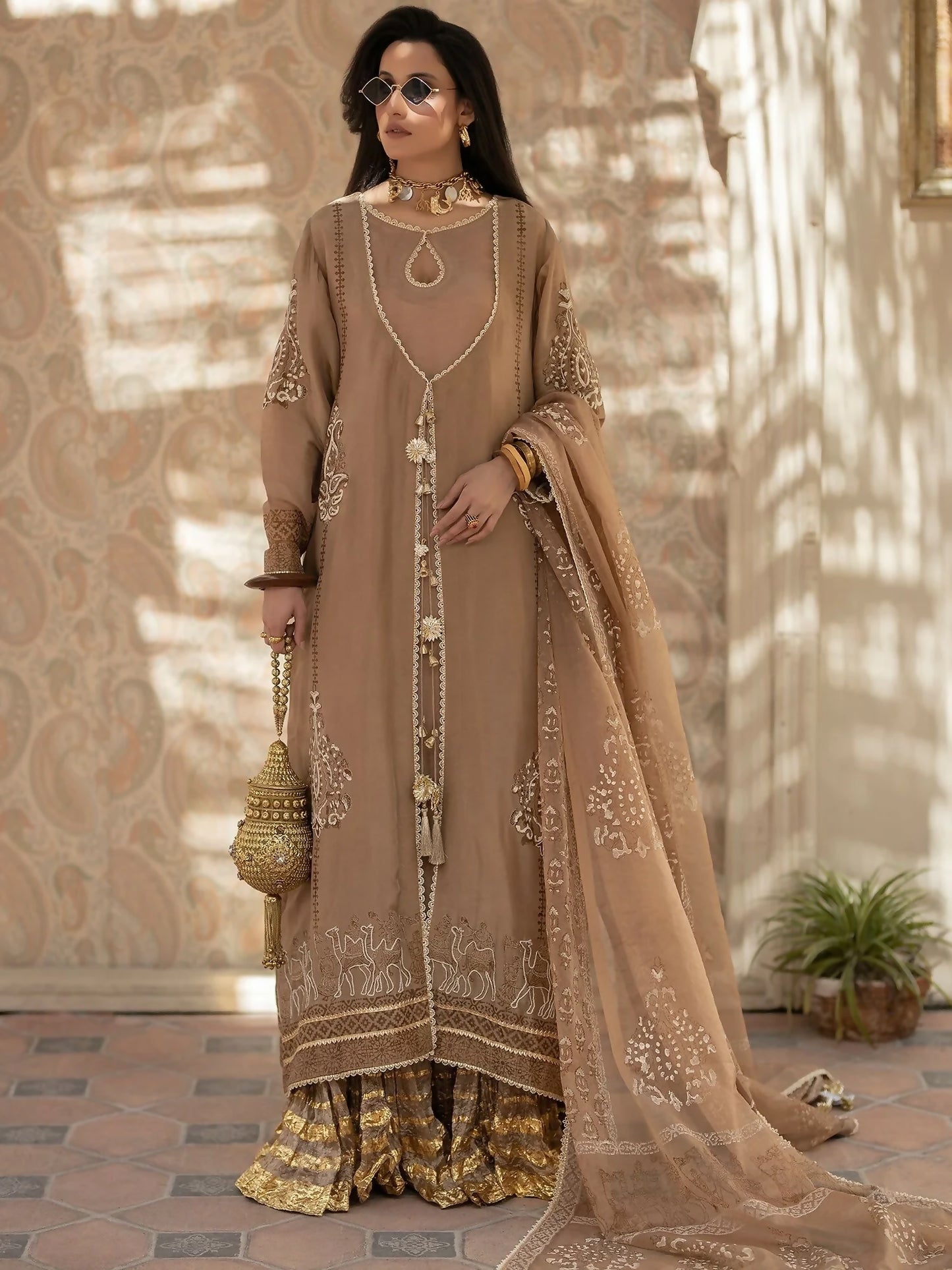 Shiza Hassan Chap Tilak Formals Pure Tusser Silk Embroidered Stitched 4-Piece Suit–Lyla