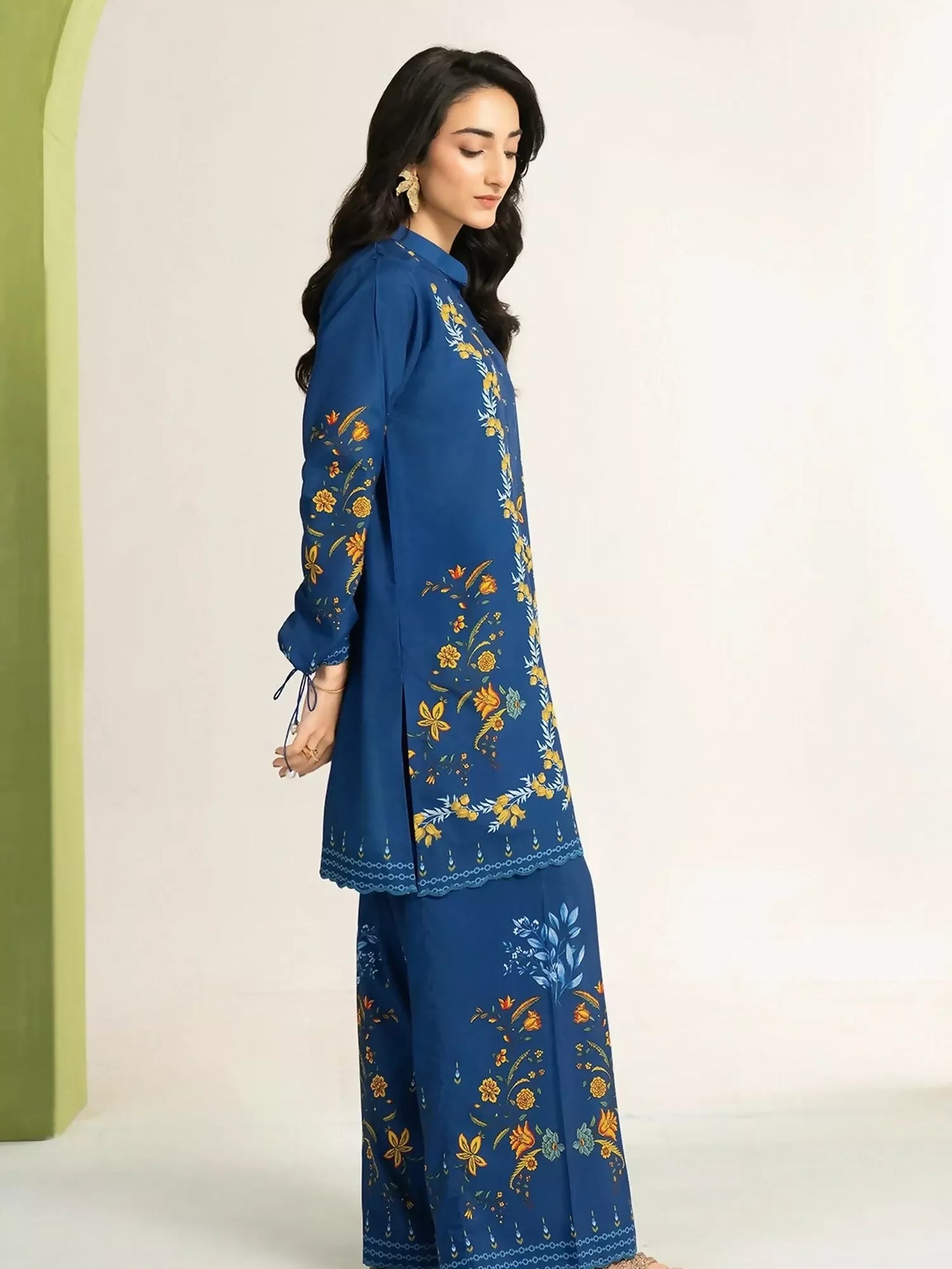 Panache Apparel Dear Summer Silk Lawn Printed Co-Ord Set-Cool Tide