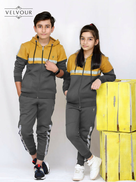Grey and Yellwo Velvour Winter Tracksuit-#VWT15-C