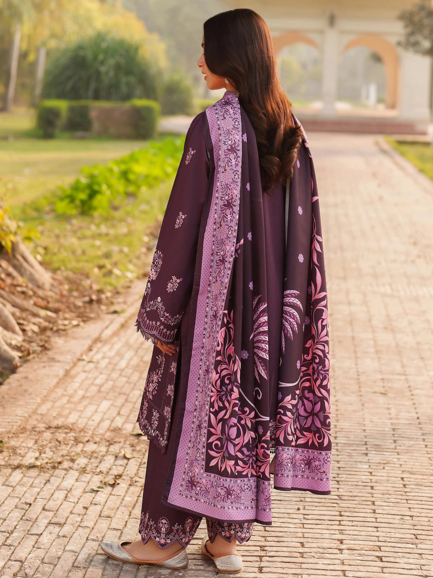 Panache Apparel Khaddar Embroidered Stitched Suit-Arwa-purple