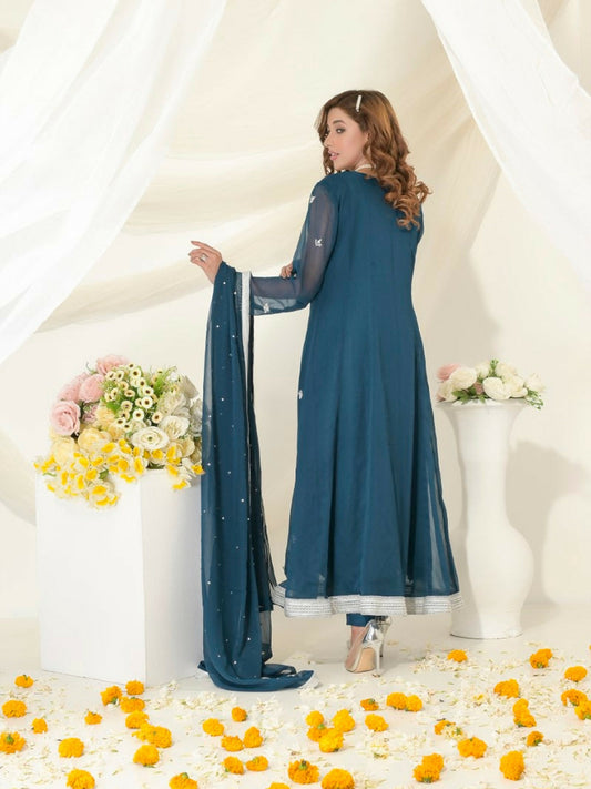 Ruby's Couture Gul-Bahar Chiffon Embroidered Stitched 3-Piece Suit-Kayseria