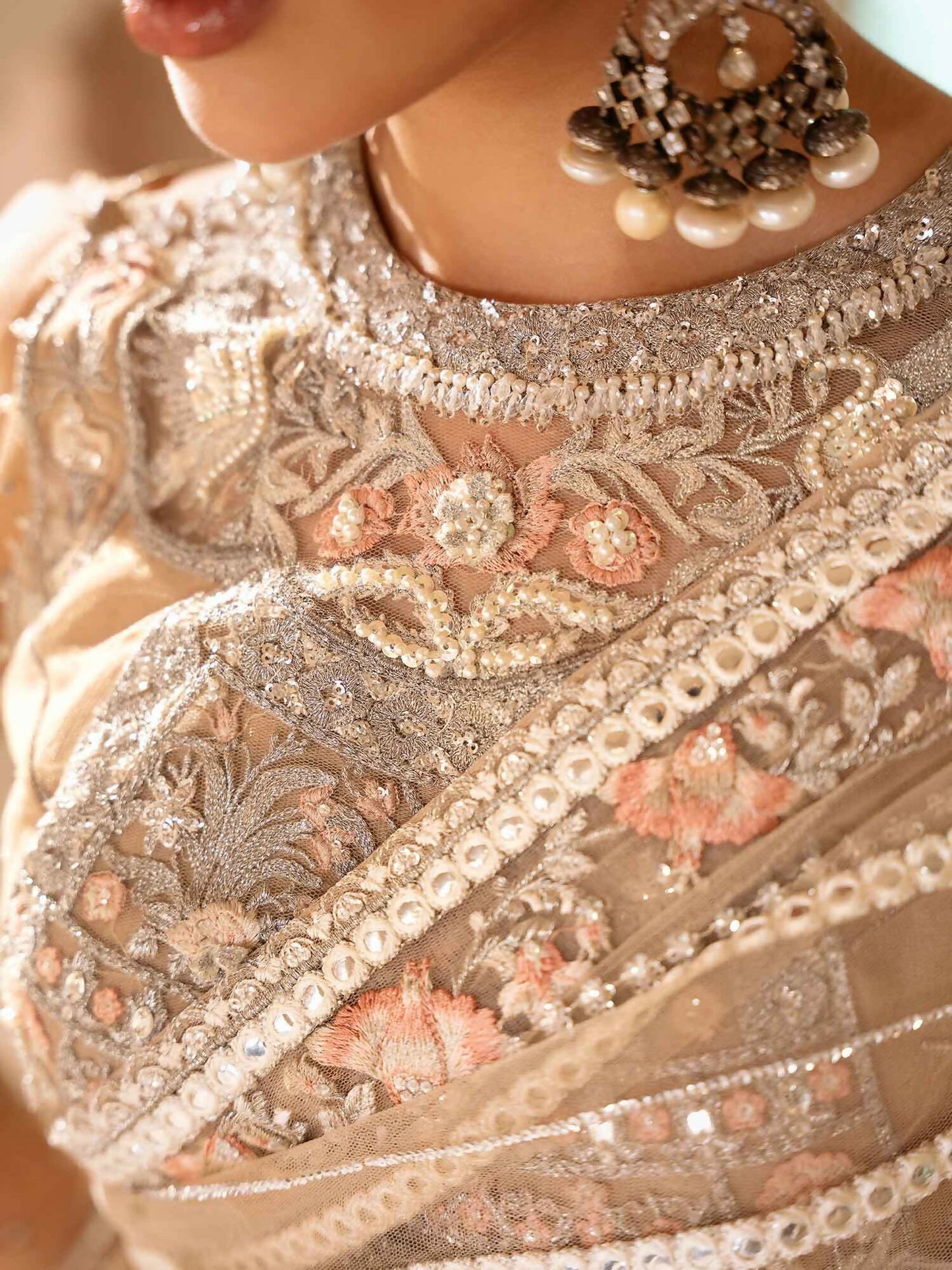 Shiza Hassan Shehnai Bareeze Net Embellished Stitched Saree-Vince