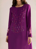 Allure By IH Silver Night Tussel Silk Embroidered Kaftan Set-Moon Drop