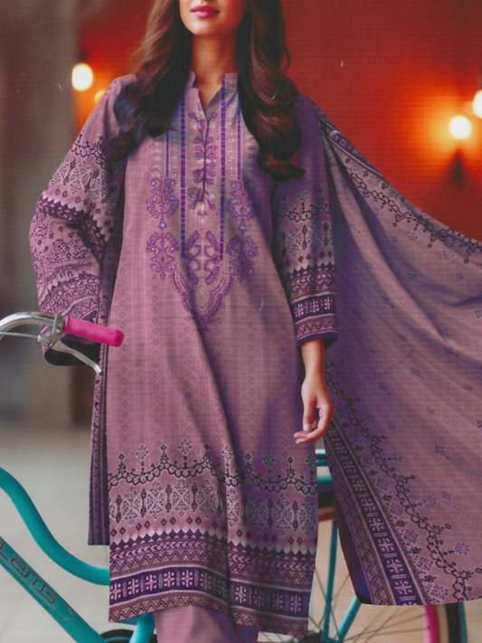 Bin Rehman Lawn Embroidered Unstitched 3-Piece Suit-D-125