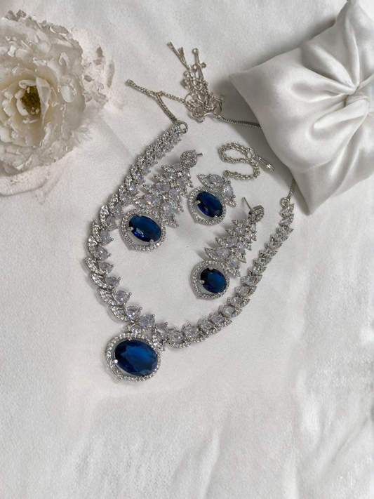 Fashion Hub By Noor Bilal - Indian Silver Plating with Blue Stone Set