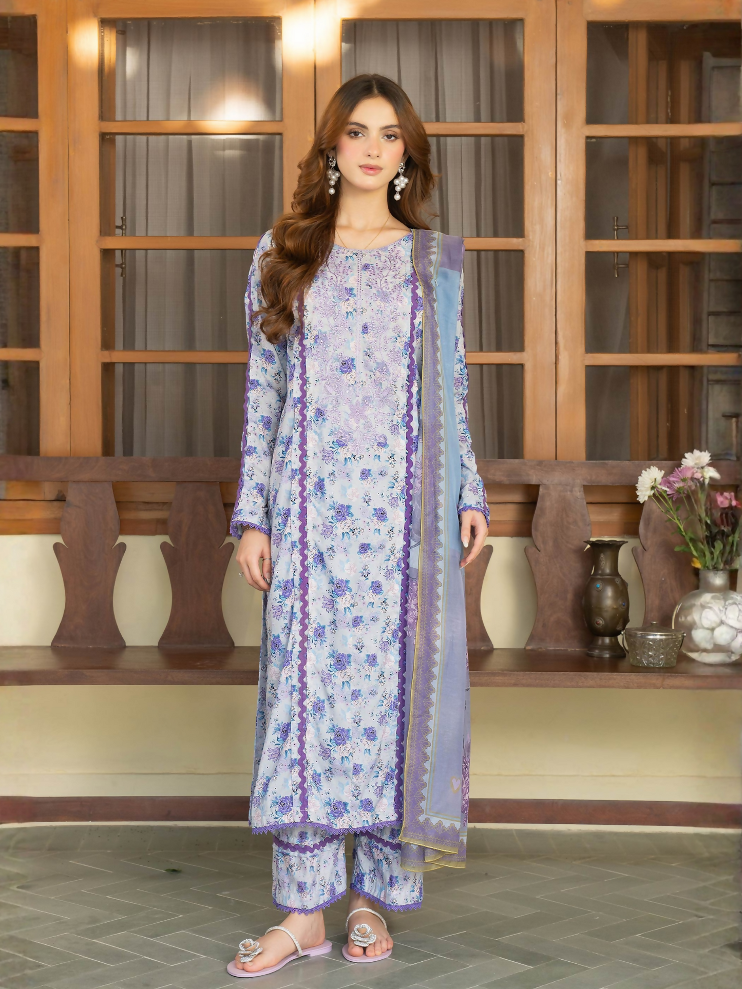 Panache Apparel Raw Silk Embroidered Stitched Suit-Lavinea